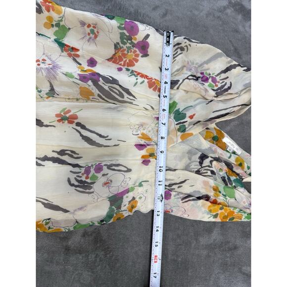 Matty M 100% Silk Floral Maxi Dress with Belt White Multicolor Size Medium - Picture 9 of 13